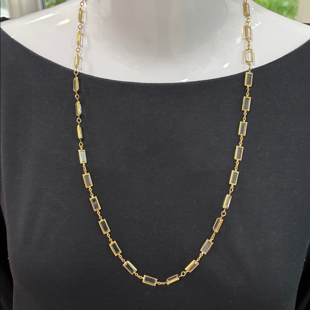 Rectangular Bezel Cut Crystal Necklace - image 3